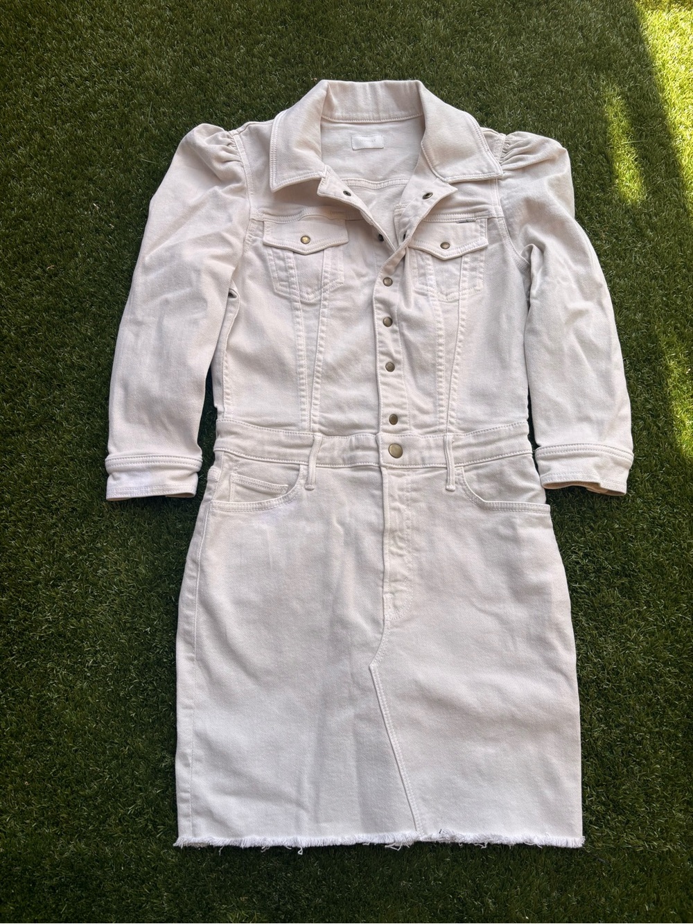 MOTHER Corduroy Women's Cream Denim Button-Front Dress